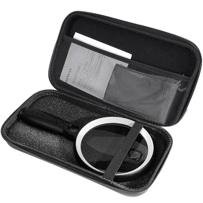 Large Magnifying Glass with 37 LED Light and Case, 10X 20X 45X Handheld - color: White & Black, size: Magnifier with Light (With Case)