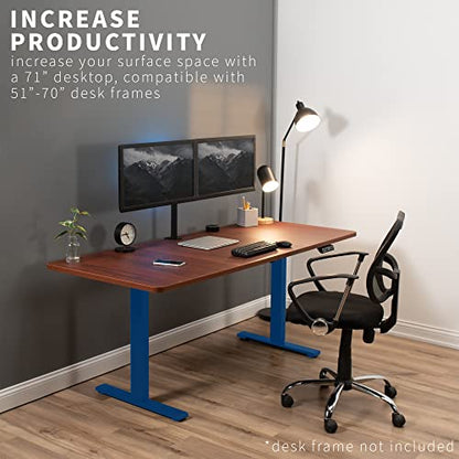 VIVO Dark Walnut 71 x 30 in Table Top, DESK-TOP72-30D - color: Dark Walnut