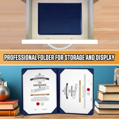 Tenare PU Leather Certificate Cover Diploma Folder Holder - color: Blue
