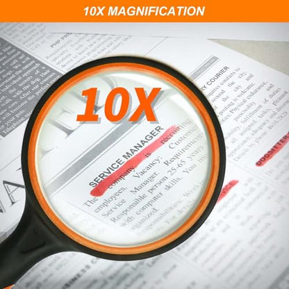 Wapodeai Magnifying Glasses, 10X Magnifying Glass for Seniors & Kids - color: Orange