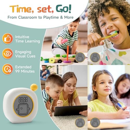 VEWINGL Visual Timer with Count Up & Countdown for Study, Work & Kitchen - color: White
