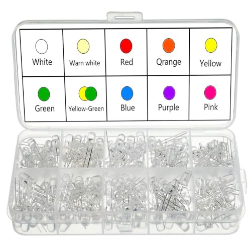 200 Pcs 3mm LED Diode Lights Assored Kit Pack 10 Colors