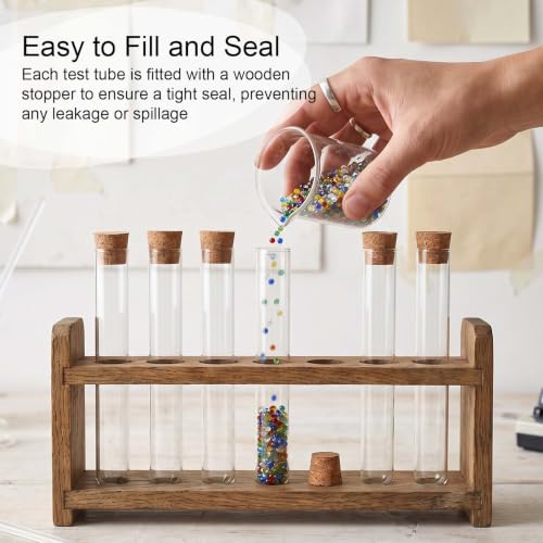 Hecla 25 Pcs Clear Plastic Test Tubes with Cork Stoppers 10ml Clear Vials