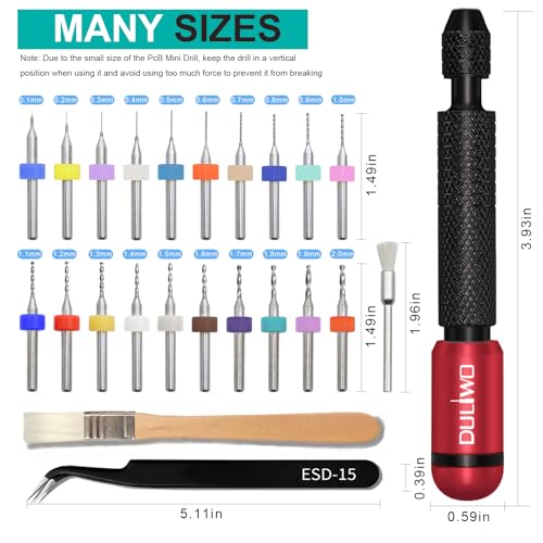Precision Pin Vise Hand Drill Manual, 26PCS Micro Drill Bit Set - color: Red
