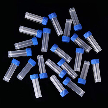 5ml Plastic Test Tubes Screw Caps Small Bottle Vial Storage Vial Storage Container for Lab-50pcs - color: Blue