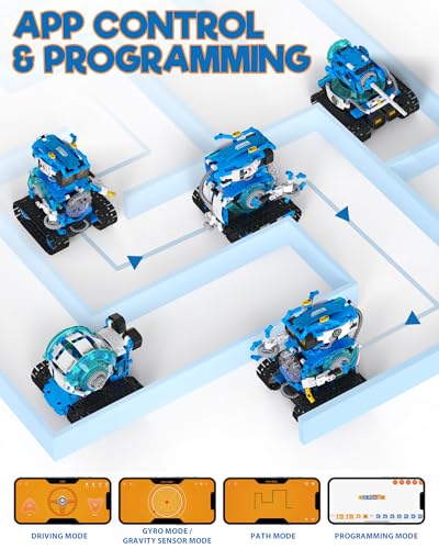 Opmind 5-in-1 STEM RC Robot Building kit, 494Pcs App Coding, Boys Age 8-13 - size: 494 Pieces
