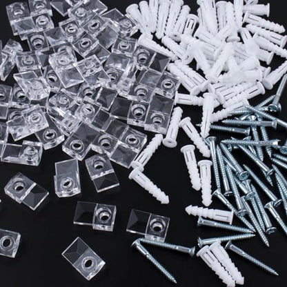 Mirror Holder Clips Clear Plastic Mirror Holders Mirror Mounting Clips Mirror Hanging Hardware Clips for Wall Frameless Heavy Duty Mirror Mirrors Retainer Clips Screws Kit (Classic Style B) - style: Classic Style B