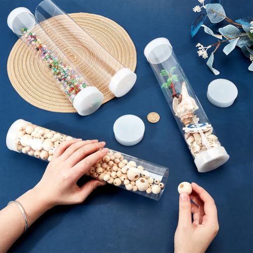 OLYCRAFT 5 Set Transparent Plastic Storage Tubes 2.4x12 Inch Test Bottle Organizers Boxes with Lid Plastic Transparent Hollow Tube Plastics Clear Hollow Tube for Beads Bath Salt Wedding Storage - size: 2.4x12 Inch