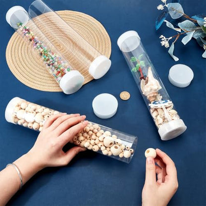 OLYCRAFT 5 Set Transparent Plastic Storage Tubes 2.4x12 Inch Test Bottle Organizers Boxes with Lid Plastic Transparent Hollow Tube Plastics Clear Hollow Tube for Beads Bath Salt Wedding Storage - size: 2.4x12 Inch