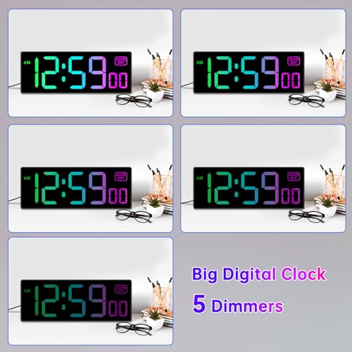 Soobest Large LED Digital Wall Clock 8 RGB Color Changing Display - color: 10.2" Multicolor