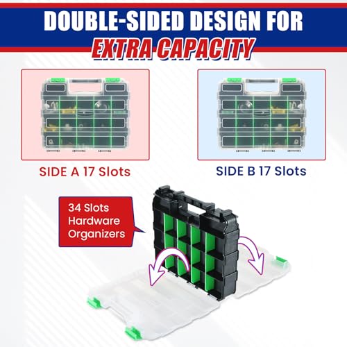 NYXOVA 2 Pcs Small Parts Organizer, Hardware Organizer Box - color: Green
