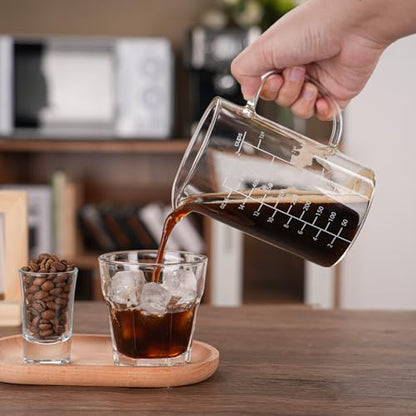 BCnmviku 500ML 2 CUP Glass Measuring Cup With Handle, High Borosilicate Glass Three Scales (OZ, Cup, ML/CC for Kitchen or Restaurant Easy To Read - size: large