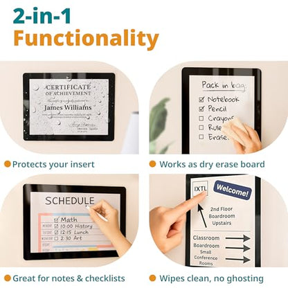 8.5 x 11 Adhesive Wall Frames - Peel & Stick Picture Frame, Wall Sign Holder, Paper & Letter Protector Sheets, Reusable Picture Frame, Dry Erase, Non Magnetic & Non Acryclic - Black, Pack of 25 - color: Black 25