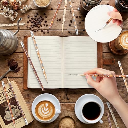 Xqumoi 60Pcs Coffee Themed Pencils with Eraser - Latte Cappuccino #2 HB Pencils, Coffee Lover Stationery Office Supplies Teacher Appreciation Gift Goodie Bag Fillers Stuffers Party Favors - style: Coffee