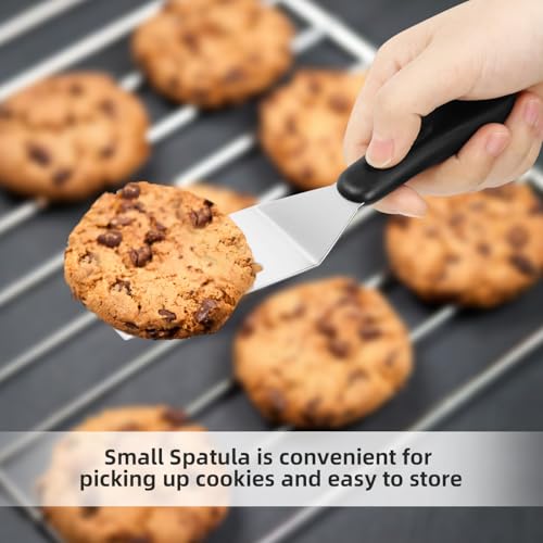 2 Pieces Stainless Steel Mini Serving Spatula, Metal Spatulas for Kitchen Use, Small Spatula with Heat Resistant Handle for Desserts, Cookie, Eggs, Pancakes, Brownies, Cake