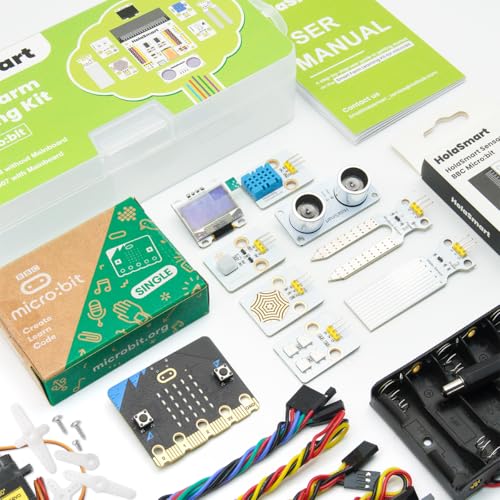 Micro:bit Smart Farm Learning Kit with 16 Progressive STEM Projects for School Student,MakeCode & Python Programming,Actuators for IoT Agriculture Education (Micro:bit Board Included)