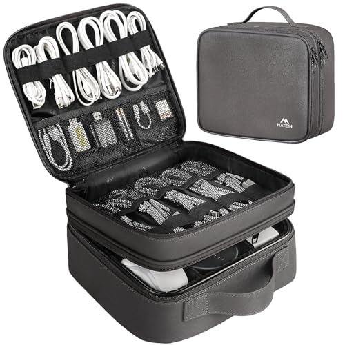 MATEIN Cord Organizer Bag with Adjustable Divider, DJ Electronic Storage - color: Grey, size: Medium