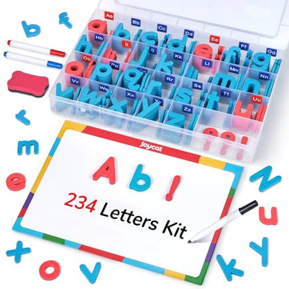 JoyCat Magnetic Letters Kit 238PCS, Double-Sided Magnet Board, Fridge ABC