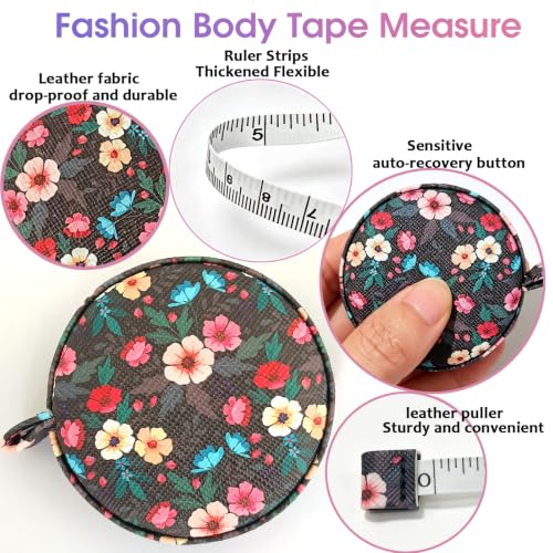 Body Measuring Tape for Body Cloth Tape Measure Fabric Tailors Sewing Medical Measurements TapeLeather Tape Measure Retractable Dual Sided Ruler (Black Flower) - color: Black Flower