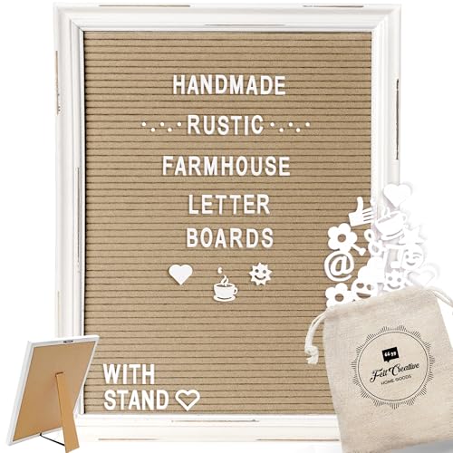 Cappuccino Felt Letter Board Back to School Sign with Rustic Wood White Frame - Farmhouse Letter Board Sign with Stand - Baby Announcement 12x16 Felt Board Changeable Message Board with 350 Letter Set - color: Cappuccino, size: 12x16 inches