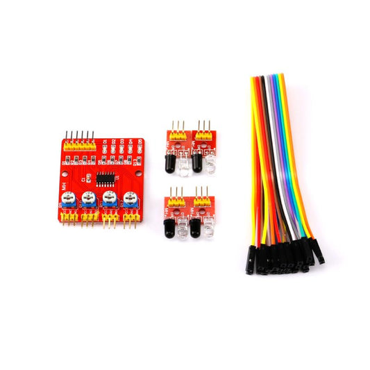 3Pcs 4-Channel Infrared Line Tracking Sensor Module, 3.3V-5V IR Line Following Obstacle Avoidance Module for Arduino DIY Smart Car Robot