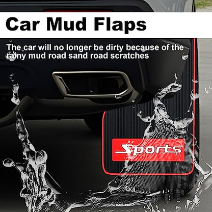 4 pcs Car Mud Flaps Universal Rubber Mudguard - Soft Material Automotive Fender - Splash Guards Rubber mud Guard Universal Pickup SUV - No Collision Universal 43cm23cm0.5cm - color: Black Red (Long)