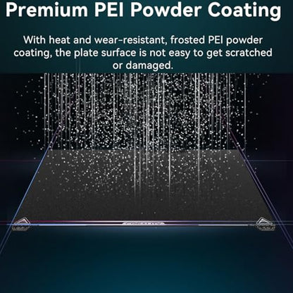 Creality K2 Plus Texture PEI Build Plate Kit, 3D Printer Heat and Wear Resistance Textured PEI Spring Steel Plateform with Wipe Nozzle Design for K2 Plus 370x370mm - size: K2 Plus Texture PEI