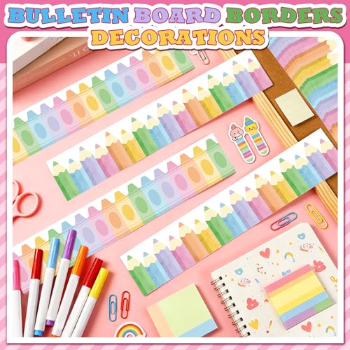 72 Pcs Pencil Bulletin Board Borders Pencil Boarders Classroom - color: Pencil Crayon