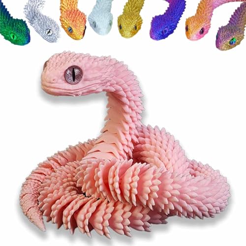 3D Printed Animals Set 3D Printed Snake Toys 3D Printed Articulated Flexible Fidget Toy 3D Printed Animals Exquisite Cute Pet Toy Children/Adults Fidget Toys (Pink, 17.7) - color: Pink, size: 17.7
