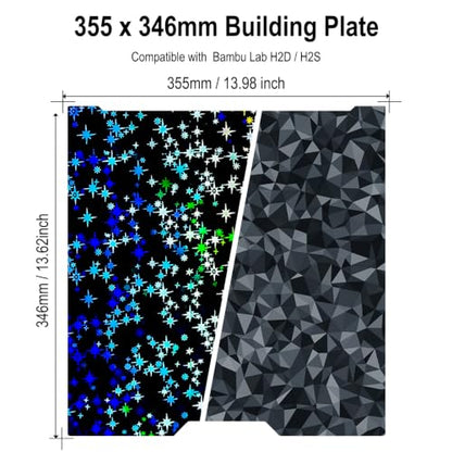 355x346mm PEO PEY Build Plate for Bambu Lab H2D/H2S - size: 355x346mm