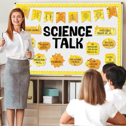 Bee Science Bulletin Board Set Bee Classroom Decorations Science Talk Bulletin Board Decorations Educational Paper Cutouts for Elementary Middle School Wall Decor Back to School Teacher Supplies - style: Bee