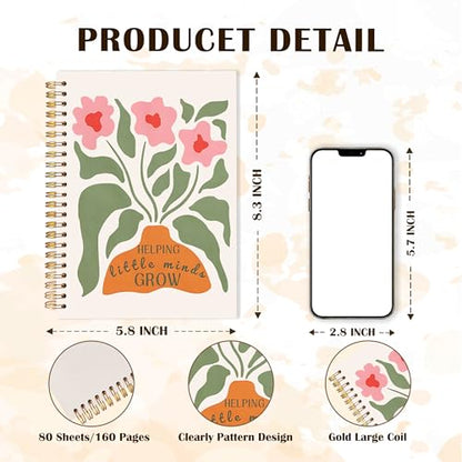 Teachers Gifts Spiral Notebooks, Boho Floral Helping Little Minds Grow Teacher Gifts Journal, Teacher Appreciation Gift Notebook for Note Taking, Teachers Office Supplies, 5.5x8.3 Inch - color: Helping Little Minds Grow