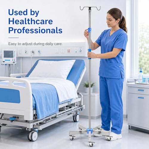 ChoJiah Rolling IV Poles IV Stands for Home and Daily Use, 39.37'' to 74.80 Adjustable Height