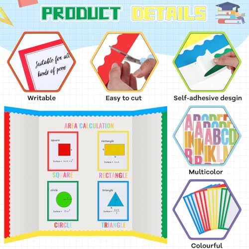 Henoyso 116 Pcs Science Fair Display Board Supplies, Scalloped Borders