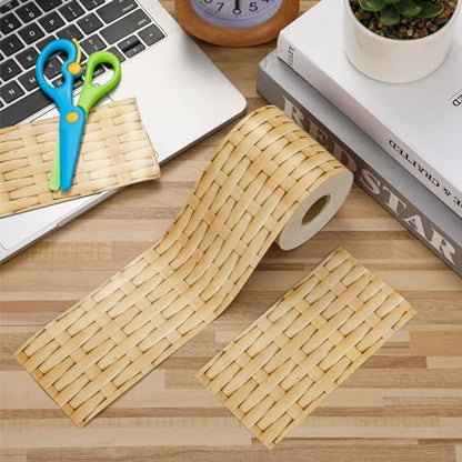 Outus 68 Feet Boho Bulletin Board Borders, Wicker Pattern - size: 2.99 Inches, style: Bohemian