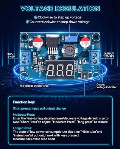 LM2596S Adjustable DC-DC Buck Converter Power Supply Module with Digital Voltage Meter Display Input 4-40V Output 1.25-37V 3A (Pack of 3) - style: 3PCS