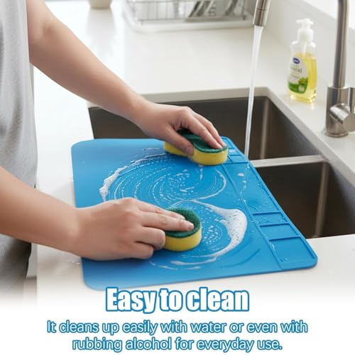 ESD Safe Soldering Mat, 2 Pcs 12”x8” Large Heat Resistant Repair Mat up to 932°F, Silicone Workstation with Grid for Phone, Laptop, Watch, BGA Electronics Repair (Blue)