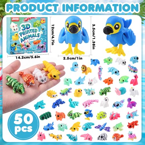 50Pcs Mini 3D Printed Animals Articulated Flexible 3D Printed Fidget Toys - color: Sky Blue
