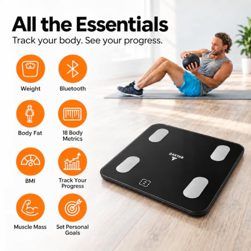 Scale for Body Weight, Accurate Weight Scale with LCD Display, Capacity upto 400 lbs, Smart BMI Scale, High Accuracy Digital Bathroom Scale, 18 Body Composition Analyzer Sync with Fitness App