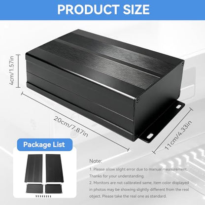 55 x 106 x 200mm / 2.2 x 4.2 x 7.9in Split Aluminum Enclosure Project Box, Enclosure Electronic DIY Circuit Board Project Aluminum Box Cooling Cases for Electronics ((Sand Black with Bent Plate))