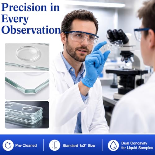 Tellegloww 50 Pcs Pre-Cleaned Double Concave Microscope Glass Slide 3" x 1" - color: Double Concave Microscope Slide