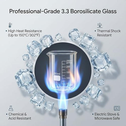 3-Piece Borosilicate Glass Beaker Set (50ml, 100ml, 250ml) Heat Safe