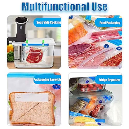 Sous Vide Bags,15pcs Large Size 11.8x13.4in/30x34cm Reusable Vacuum Sealer Bags,BPA Free Zipper Bag,4 Sealing Clips, for Food and 3D Printer Filament Storage - size: 15pcs Large Size 11.8x13.4in/30x34cm