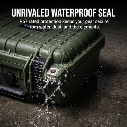 MEIJIA Portable All Weather IP67 Waterproof Protective Case,Hard Camera Case,Dry Case with Customizable Foam,Fit Use Of Drones,Camera,Equipments,10.62 x9.68x4.87inches - color: Green