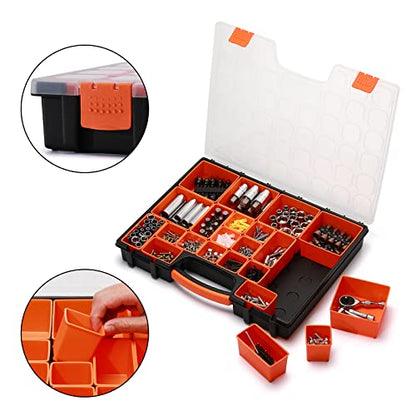 EMENTOL 3PCS Multi-Purpose Portable Organizer Box Set with 72-Removable Compartments, 3 Pieces Professional Boxes with Dimension 16.2"L*13"W*2.3"H (Pack of 2) - size: 3 PCS (Pack of 2)