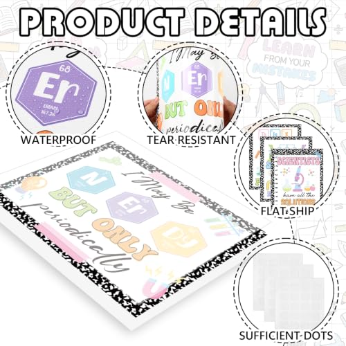 Marspark 18 Pcs Composition Notebook Science Posters for Classroom, Inspirational Science Posters Classroom Decor, Educational Bulletin Board Sets for Elementary Middle High Schools Supplies - style: Science
