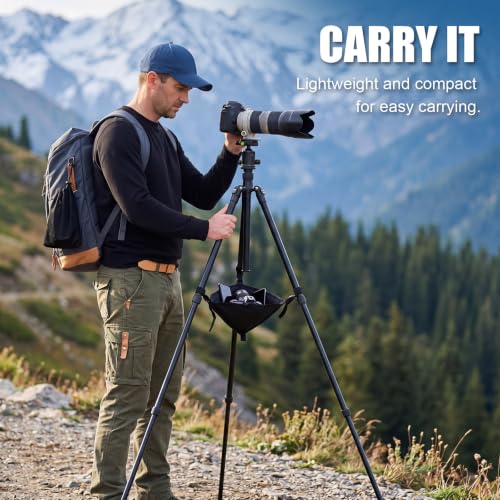 Woanger 2 Pcs Tripod Weights Stone Bag, Heavy Duty Weighted Sand Bags for Tripod Easel Light Stand Photography Astrophotography Paintings, Tripods Rock Bag with Adjustable Buckles 9 Extra Pockets