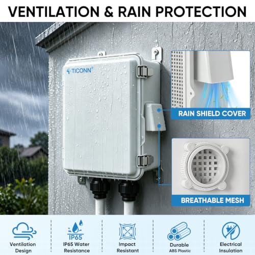 TICONN Outdoor Electrical Box with Ventilation Holes, IP65 Junction Box - color: Off-white, size: 11"x7.5"x5.5"