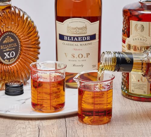 Ackers High Borosilicate Glass Measuring Cup Set with Pour Spout,60ml(2OZ),120ml(4OZ), 250ml(8OZ) Glass Measuring Beaker for Kitchen or Restaurant, Easy to Read (Pack of 2) - size: 60ml/120ml/250ml Measuring Cup Set (Pack of 2)