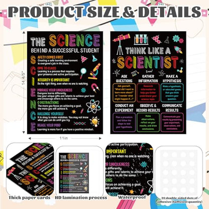 COCHIE Science Posters Set for Classroom Decorations, Back to School Science Class Rules Poster Wall Decor for Primary Elementary Middle High School Teacher Must Haves Supplies - 14 4/5"x11" - style: Science